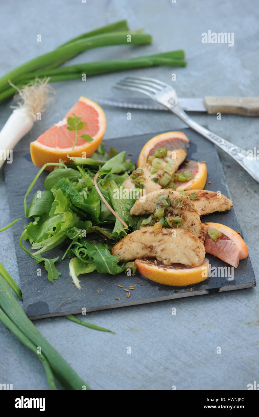 Plancha de poulet au pamplemousse Stock Photo