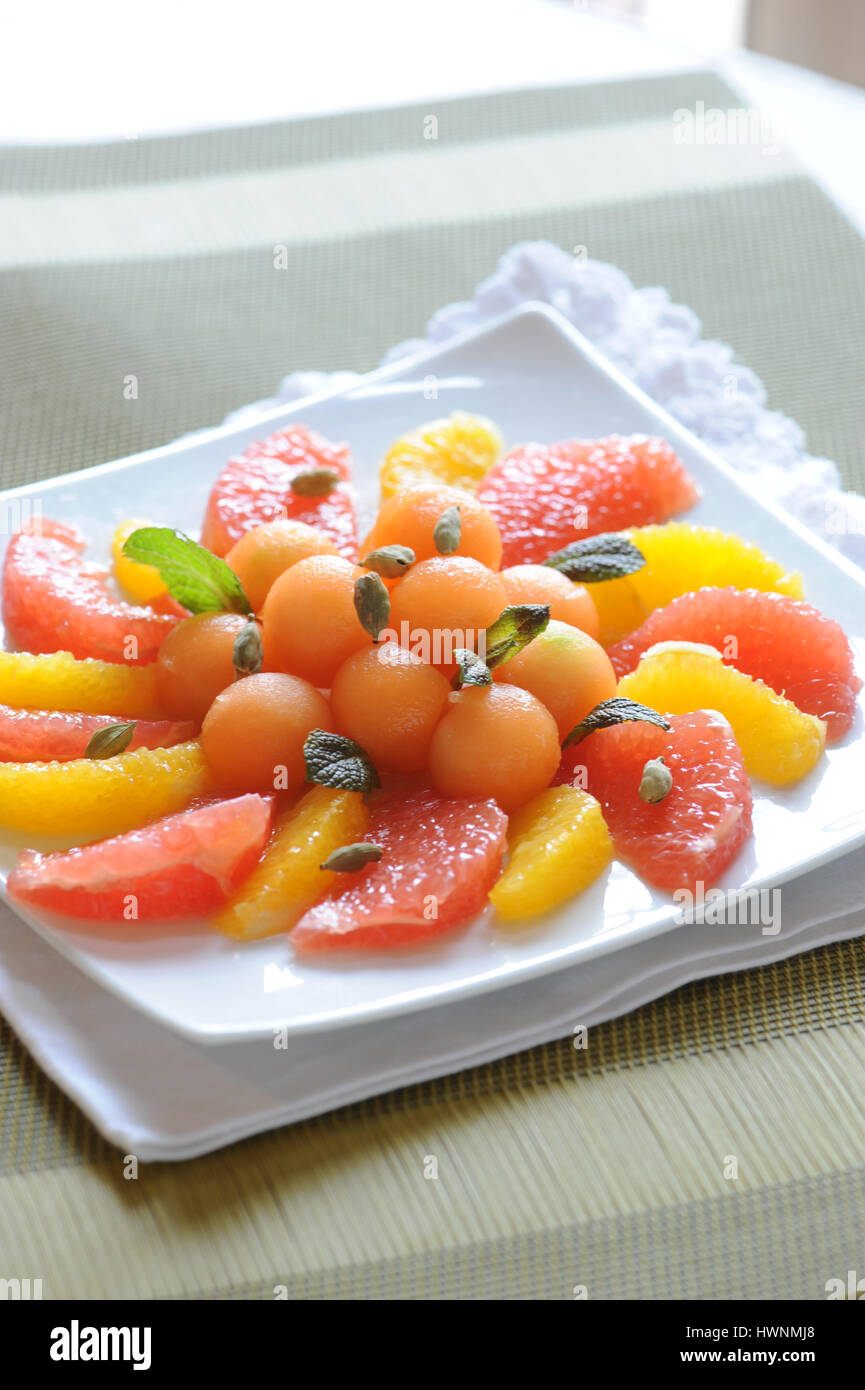 Salade de melon agrumes Stock Photo Alamy