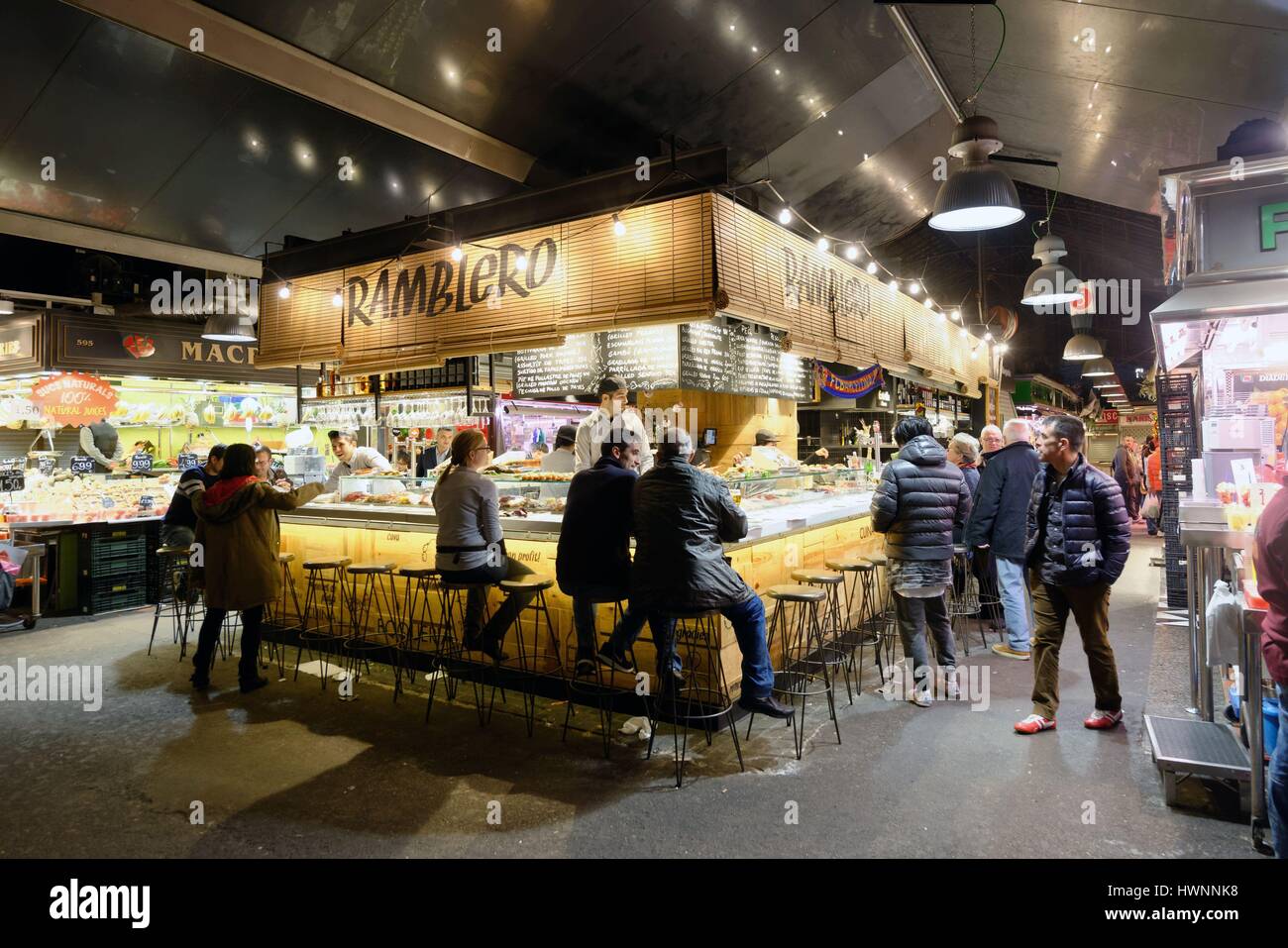 Spain, Catalonia, Barcelona, La Rambla, Boqueria market, tapas bar
