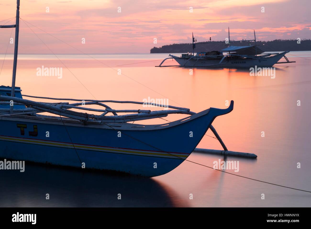 Philippines, Luzon, Sorsogon Province, Donsol, fishing boat in Pangpang ...