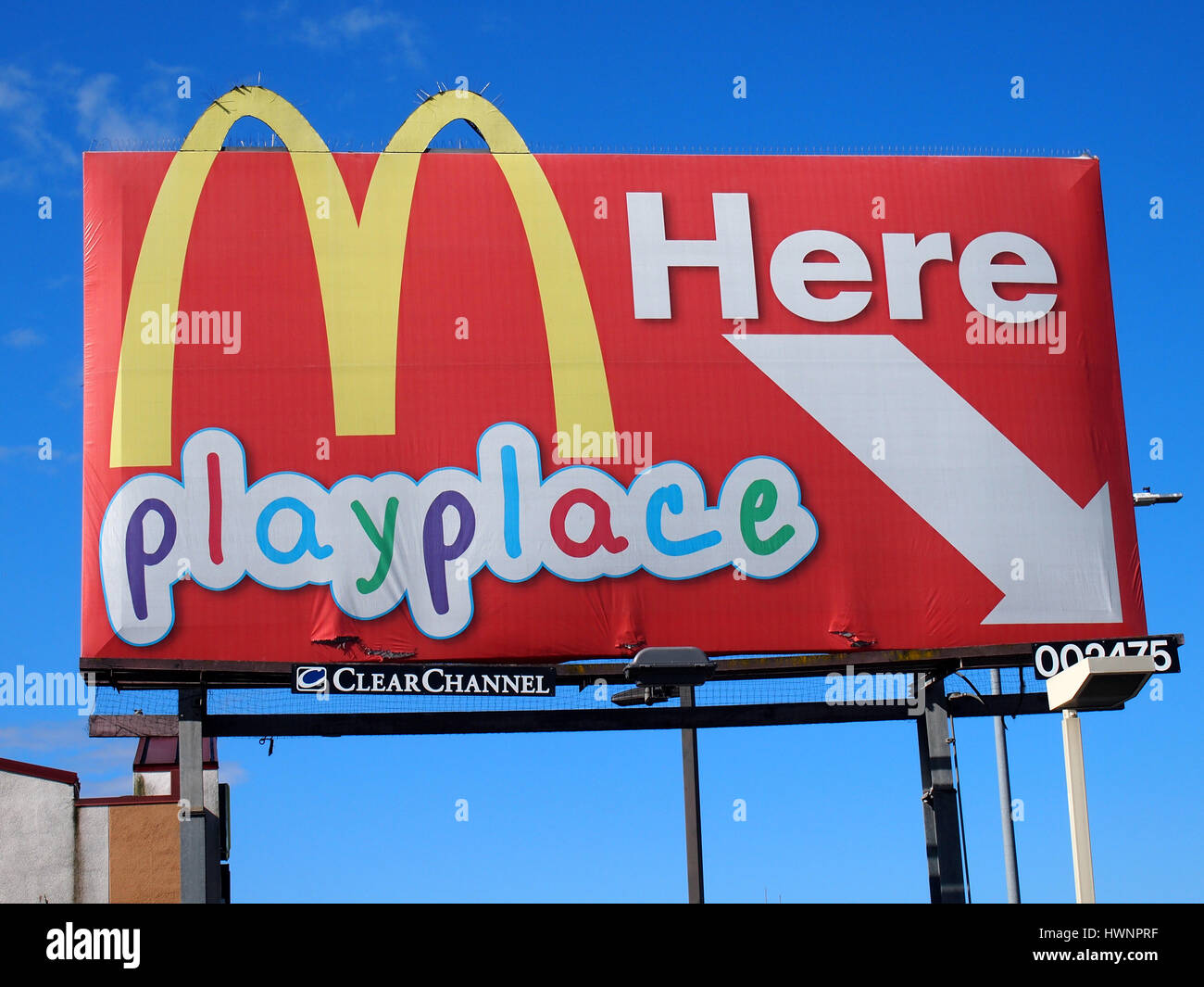M playspace here billboard in Castro valley California, USA Stock Photo