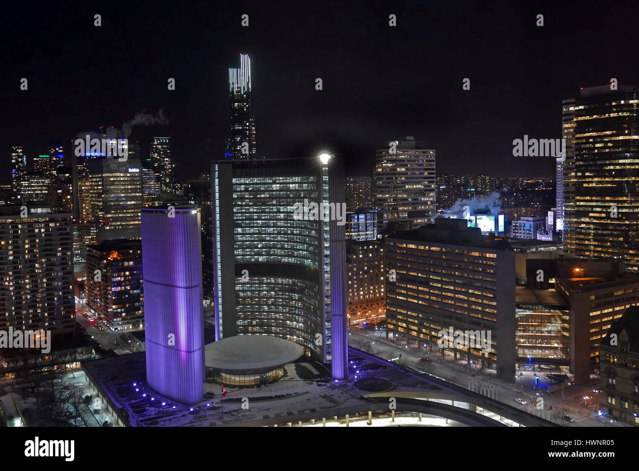 New City Hall Toronto at night Stock Photo