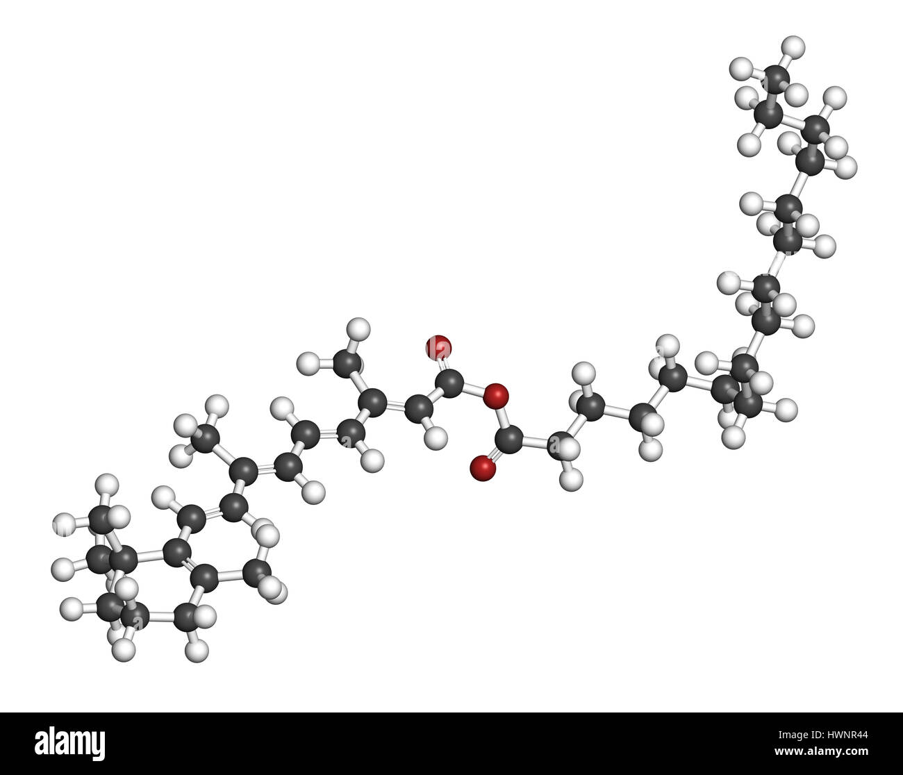 Retinyl palmitate vitamin supplement molecule. Ester of vitamin A (retinol)  and palmitic acid. 3D rendering. Atoms are represented as spheres with con  Stock Photo - Alamy