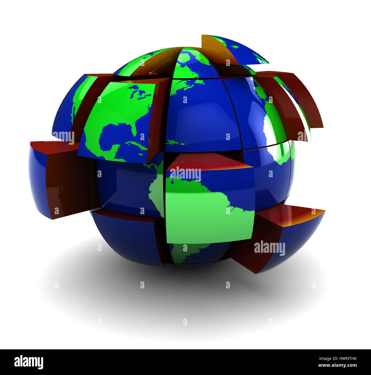 abstract 3d illustration of earth globe built with blocks Stock Photo