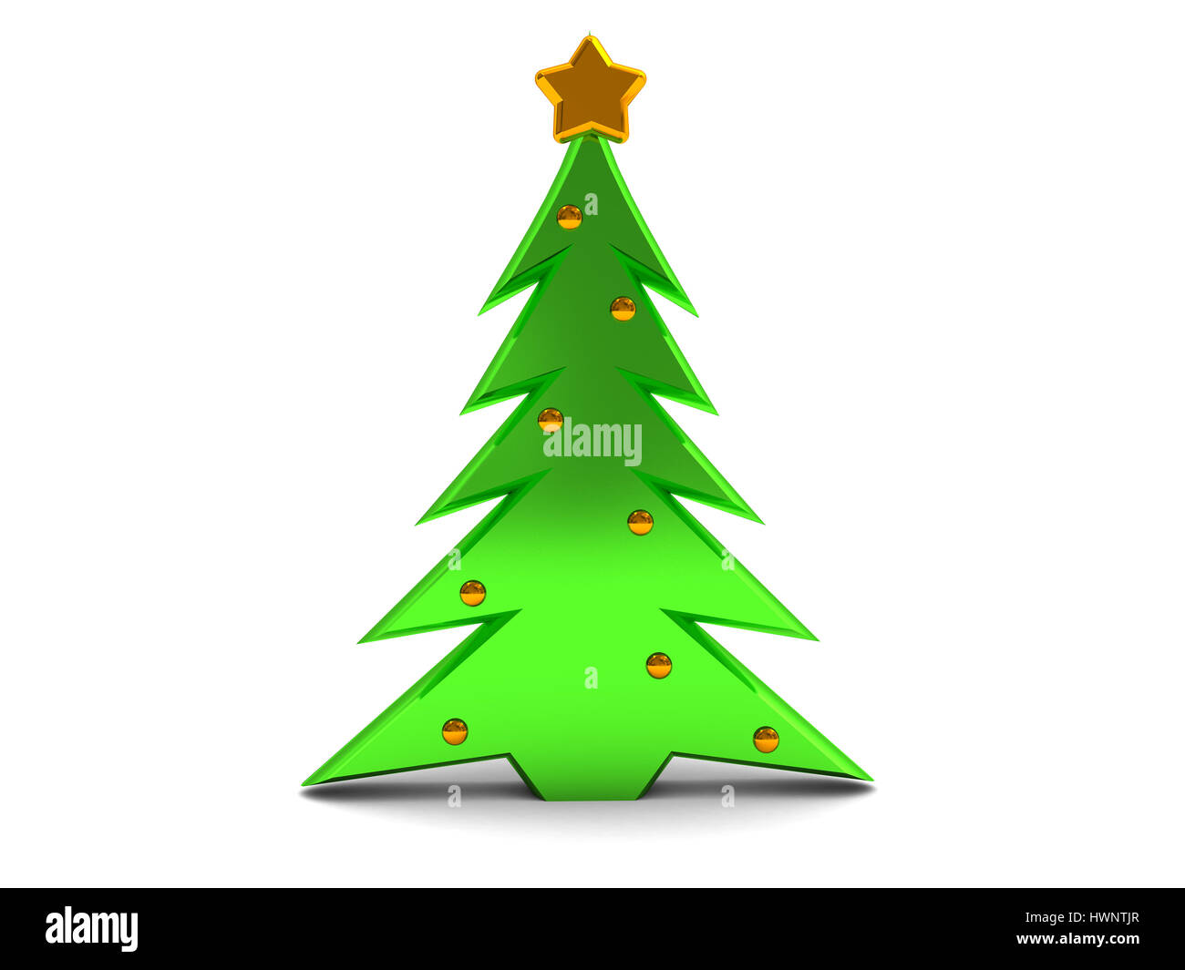 abstract 3d illustration of stylized christmas tree over white ...