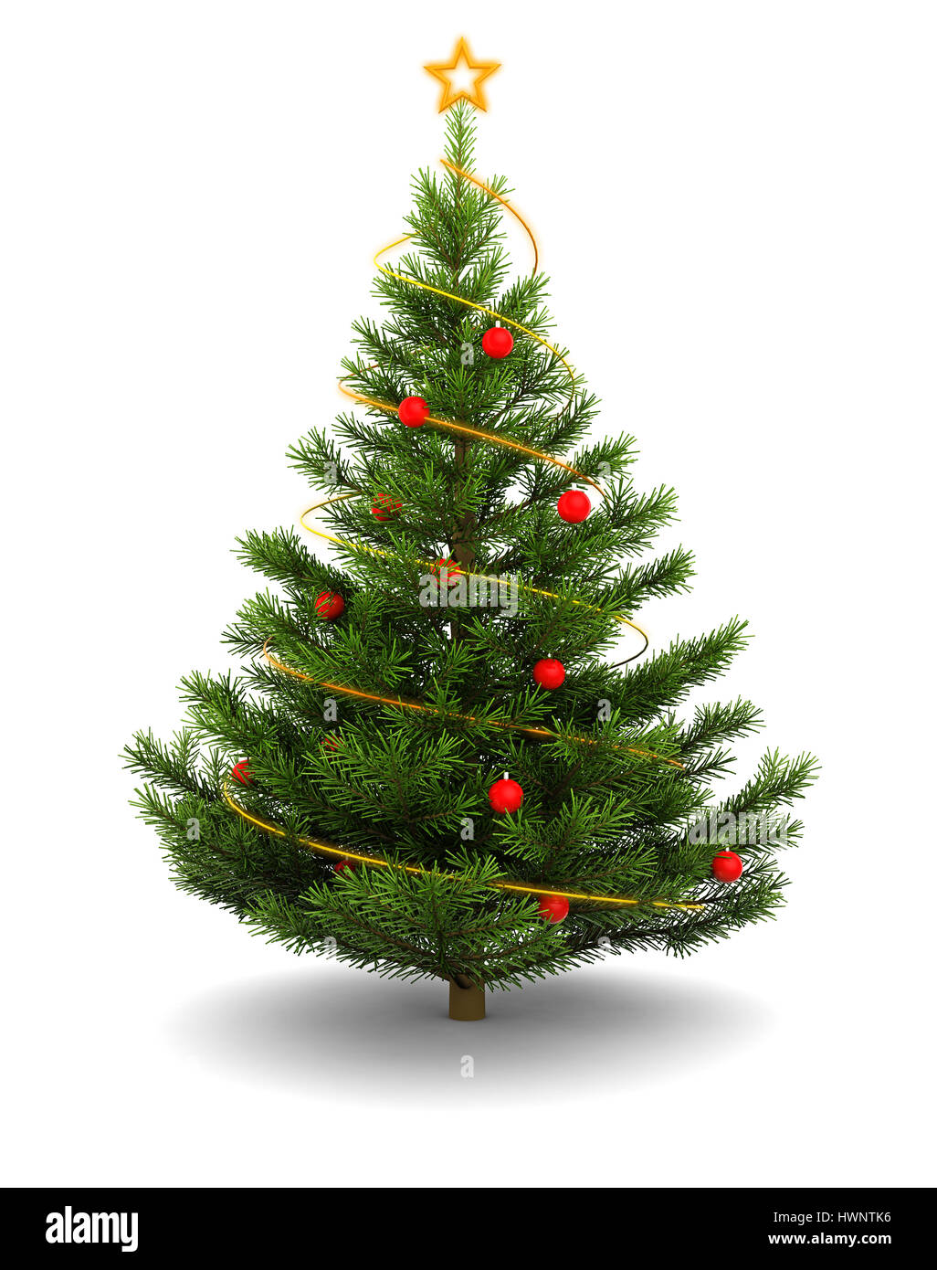 3d illustration of christmas tree, over white background Stock Photo ...