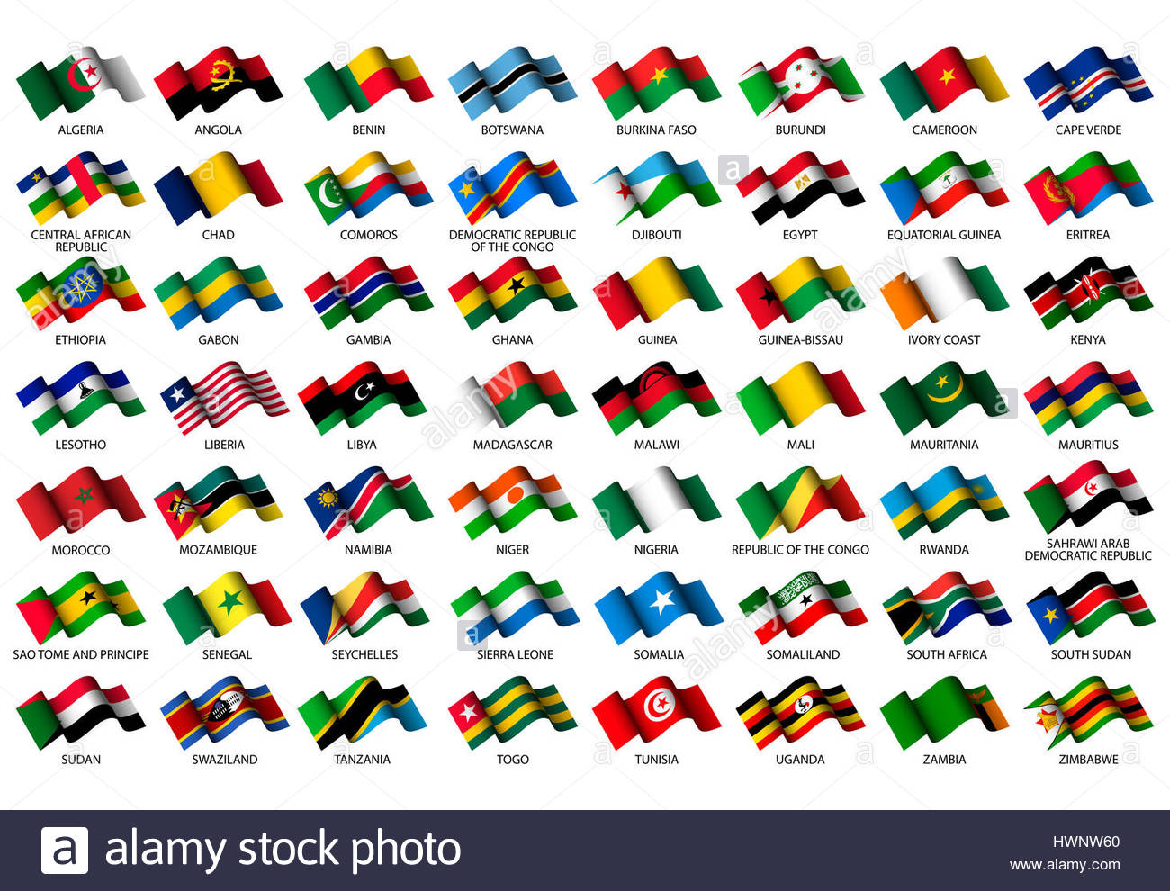 set of all african flags on white background Stock Photo: 136319736 - Alamy