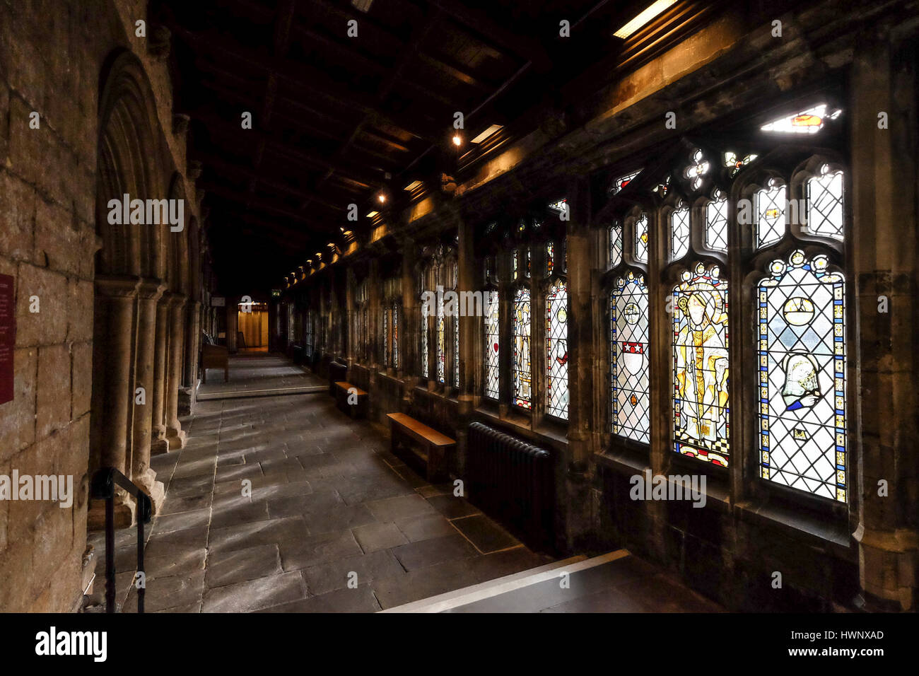 Stained glass window at bristol cathedral hires stock photography and