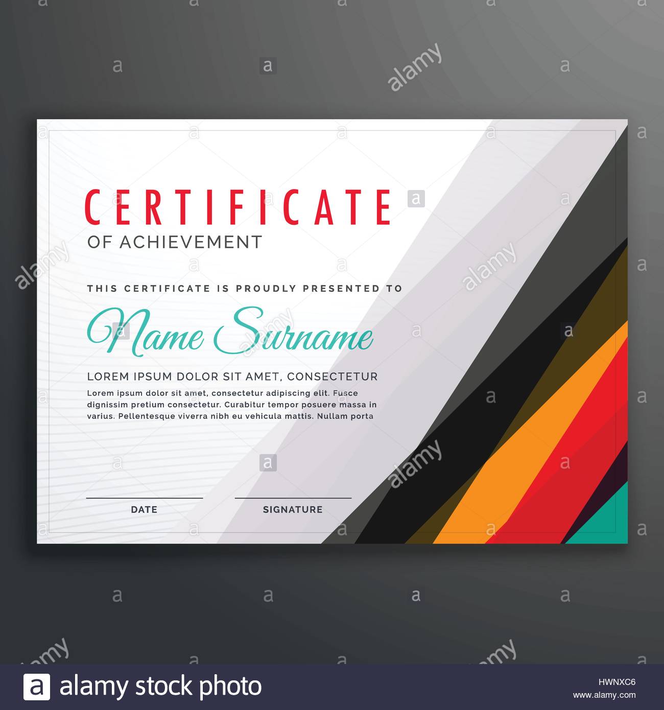 modern certificate design template with colorful lines stock modern certificate design template