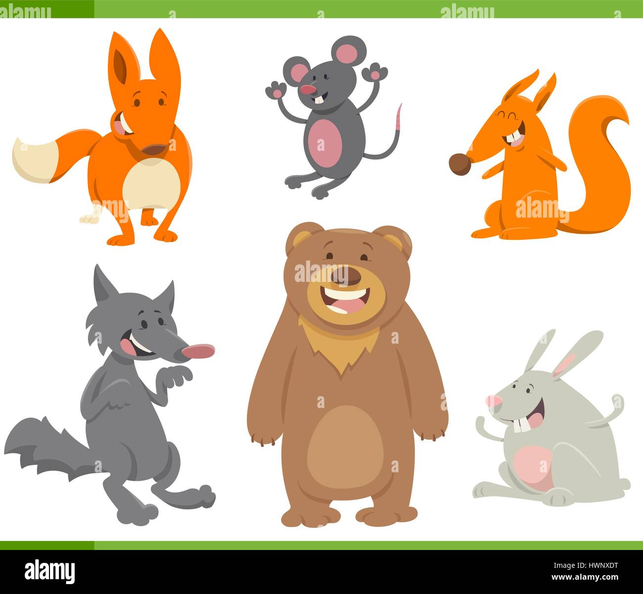 Cartoon Illustration of Funny Animal Characters Set Stock Vector Image ...