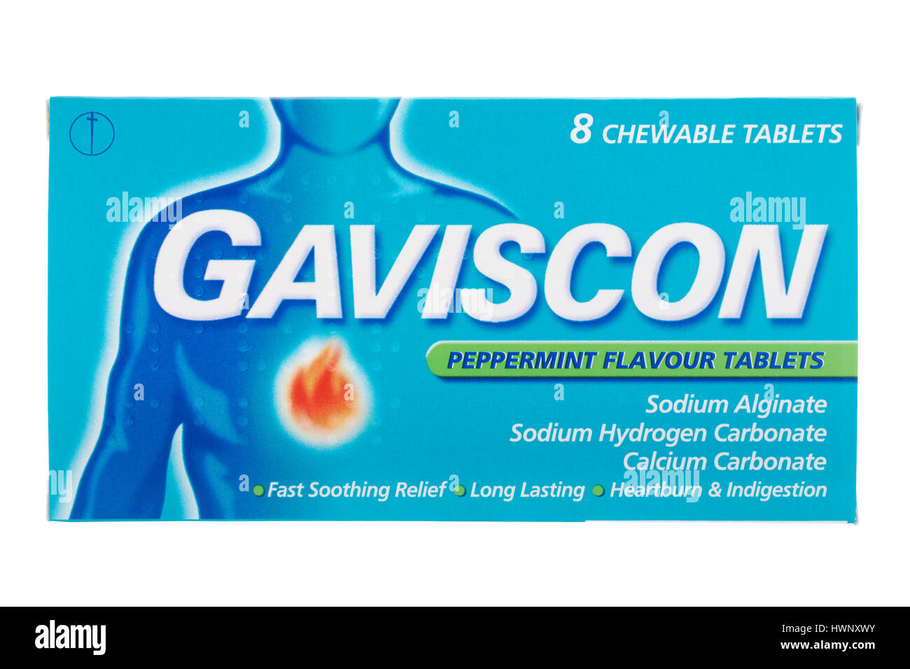 Box of Gaviscon heartburn and indigestion relief tablets Stock Photo