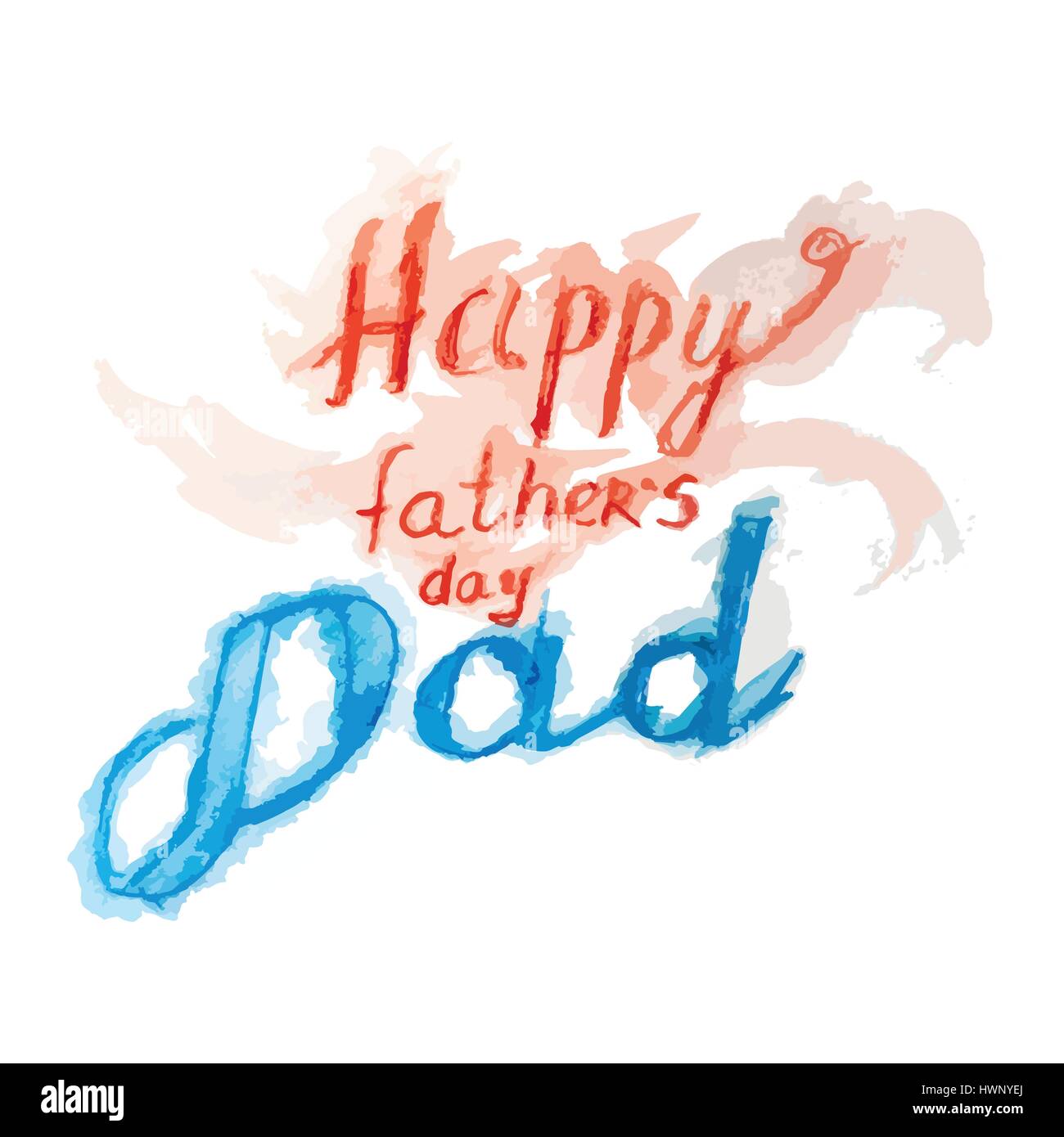 Happy Fathers Day Dad Lettering With Ribbon Greeting Card Fathers Day