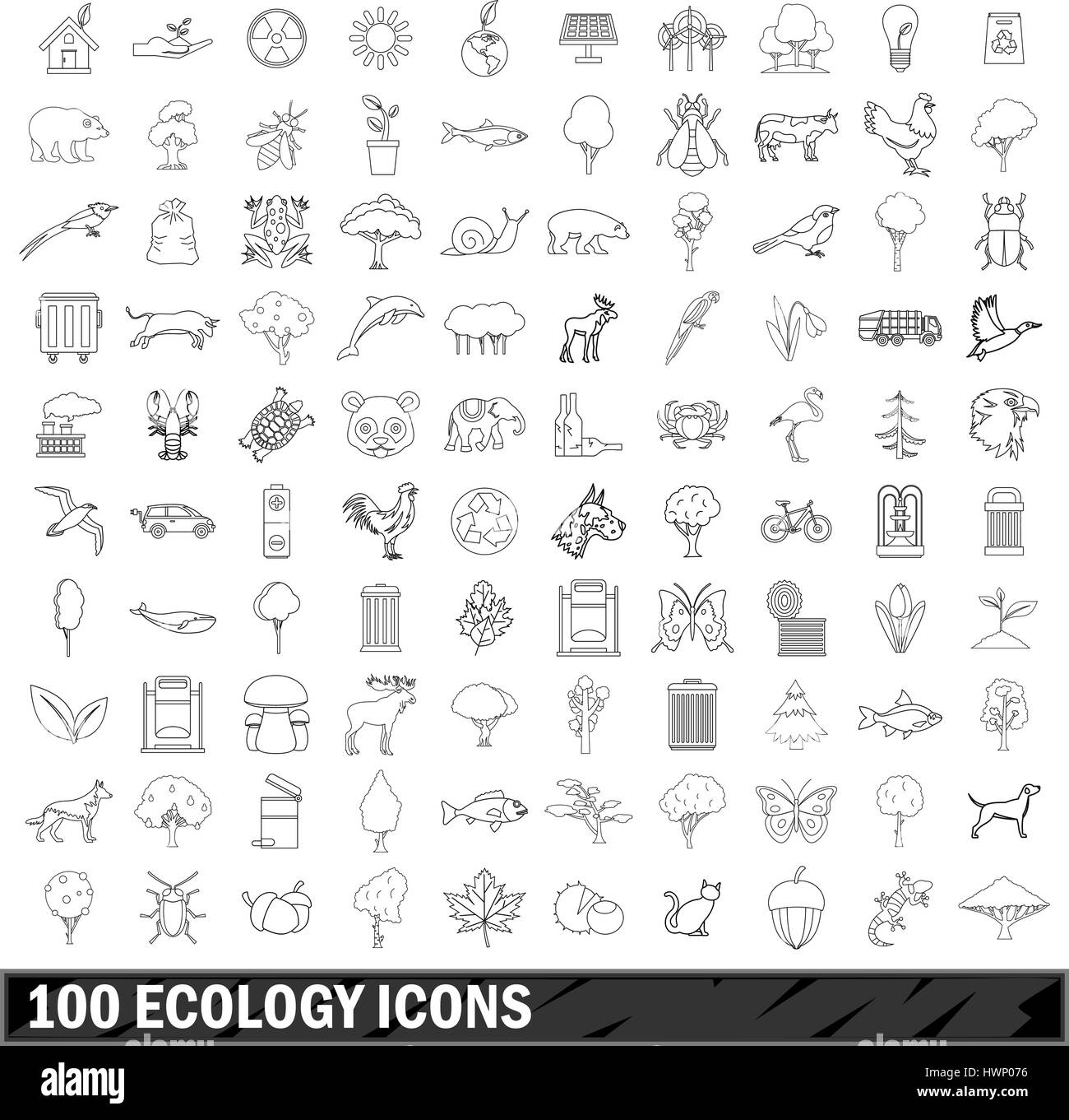 100 ecology icons set, outline style Stock Vector Image & Art - Alamy