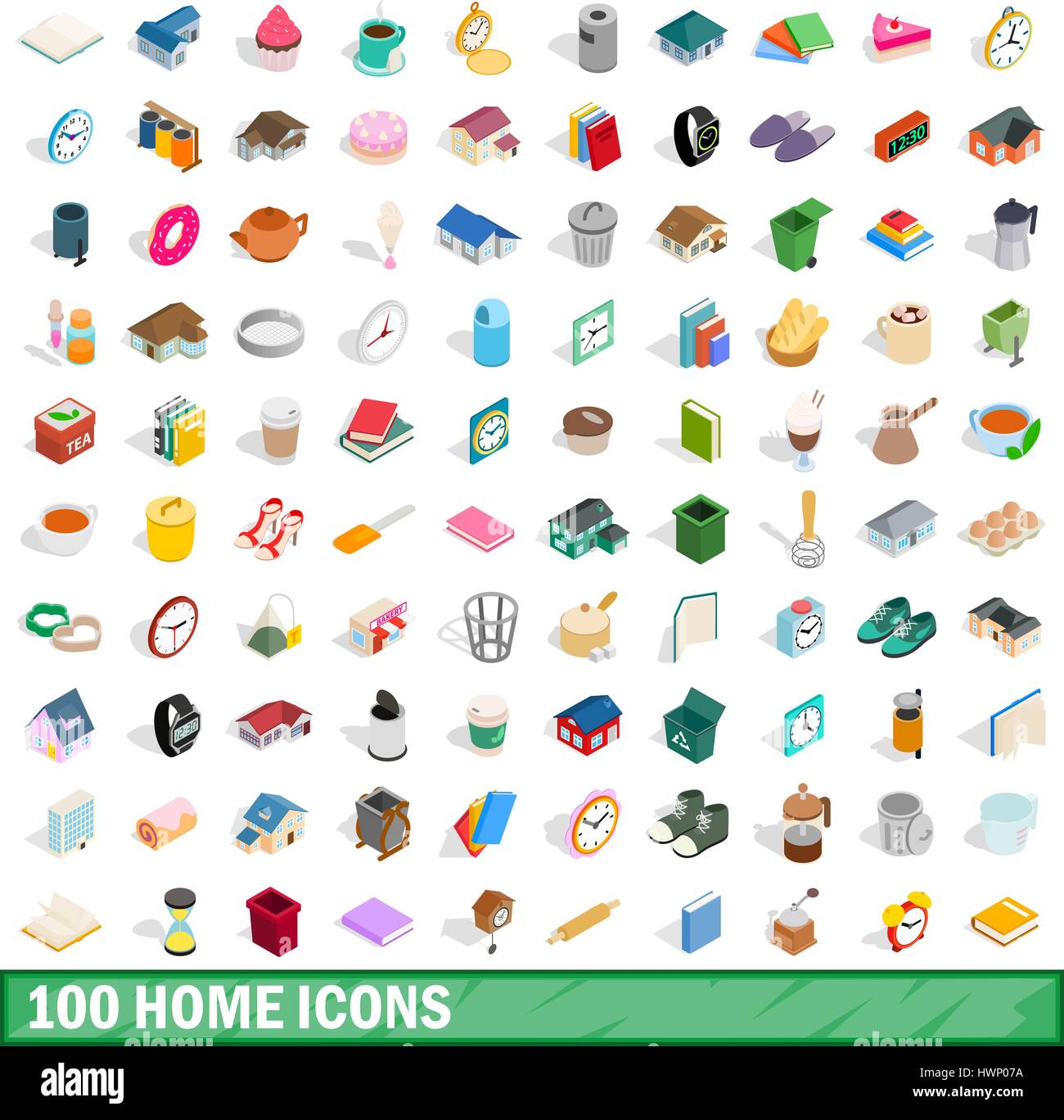 100 home icons set, isometric 3d style Stock Vector Image & Art - Alamy