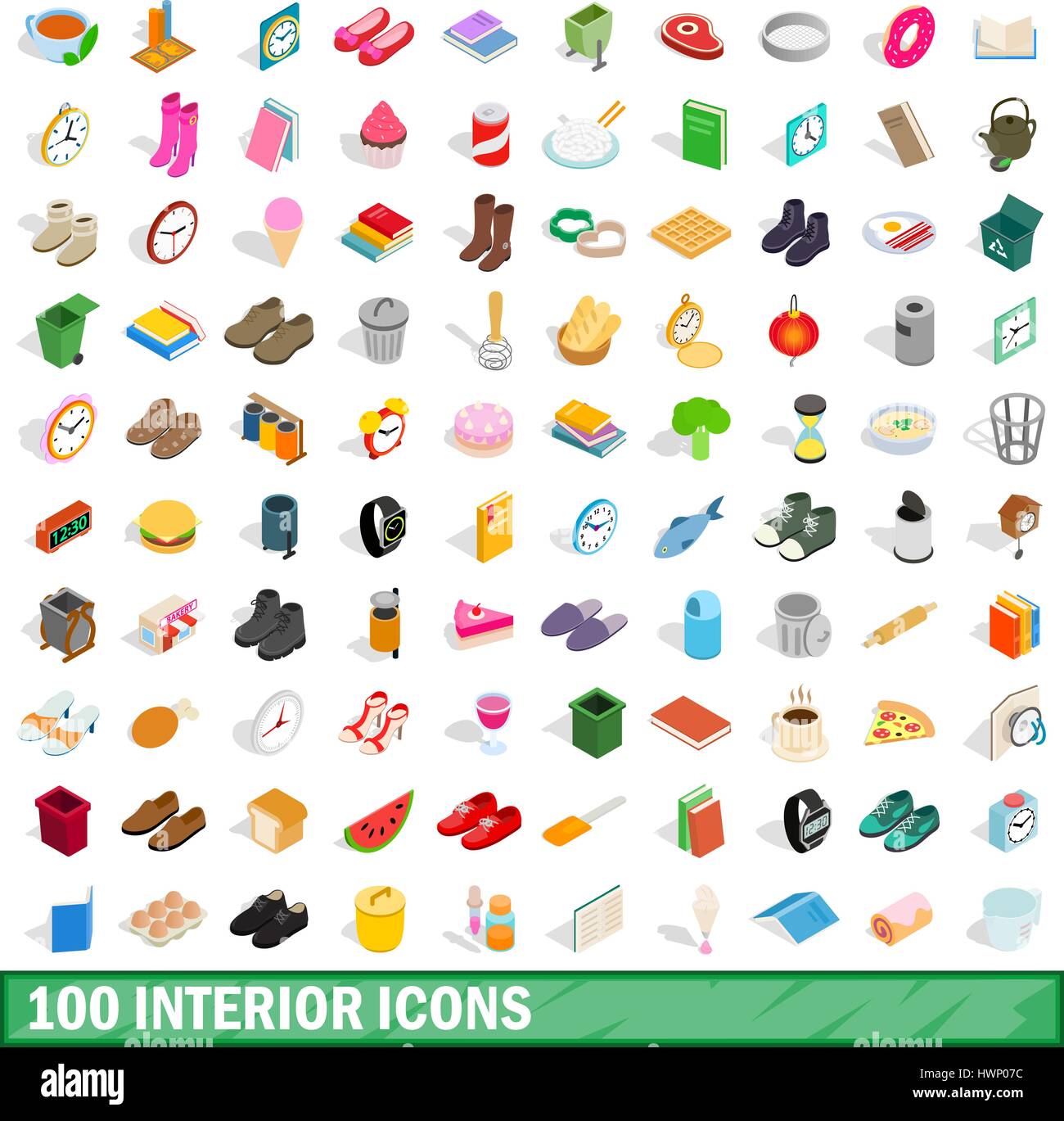 100 interior icons set, isometric 3d style Stock Vector Image & Art - Alamy