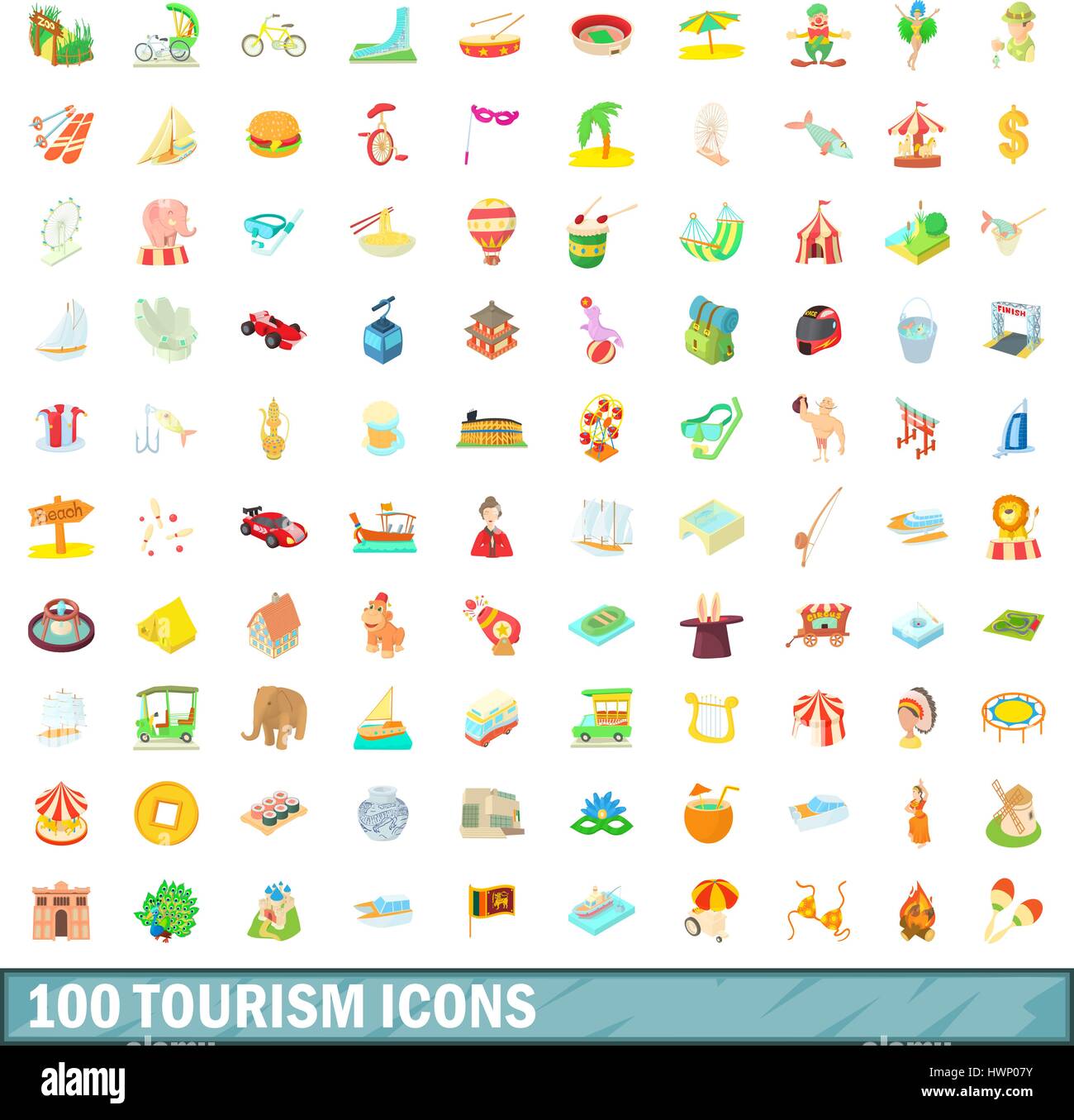 100 tourism icons set, cartoon style Stock Vector Image & Art - Alamy