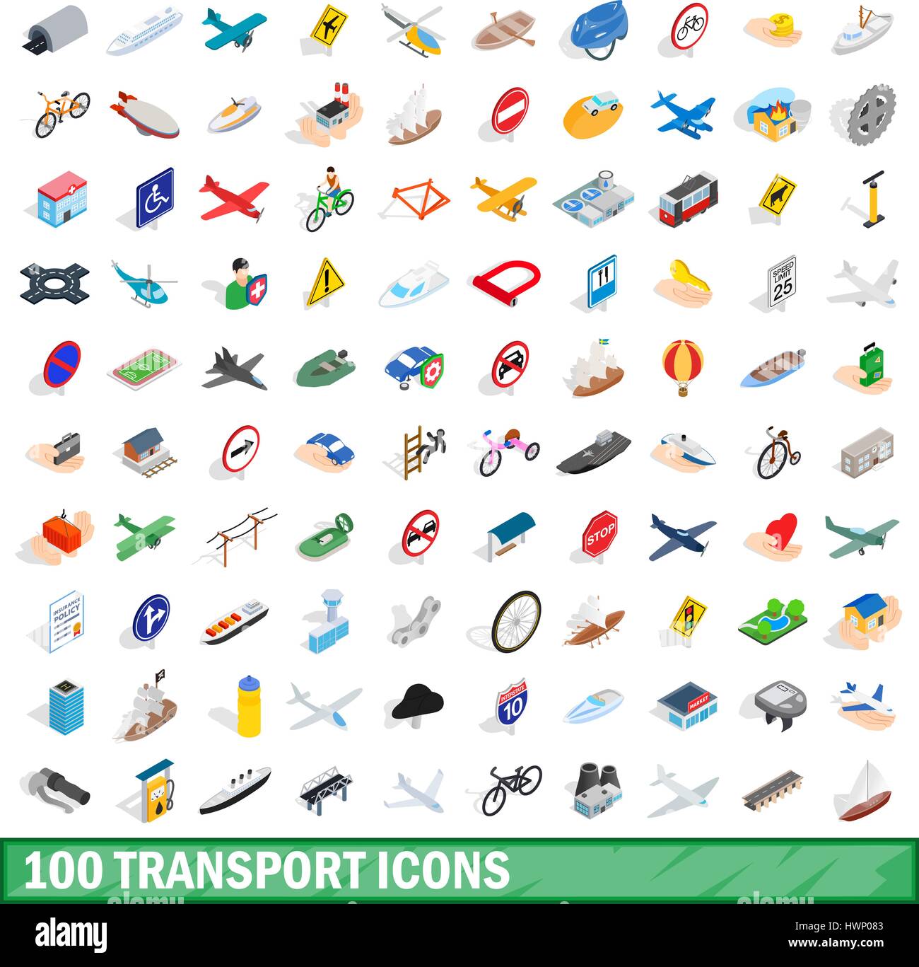 100 transport icons set, isometric 3d style Stock Vector Image & Art ...