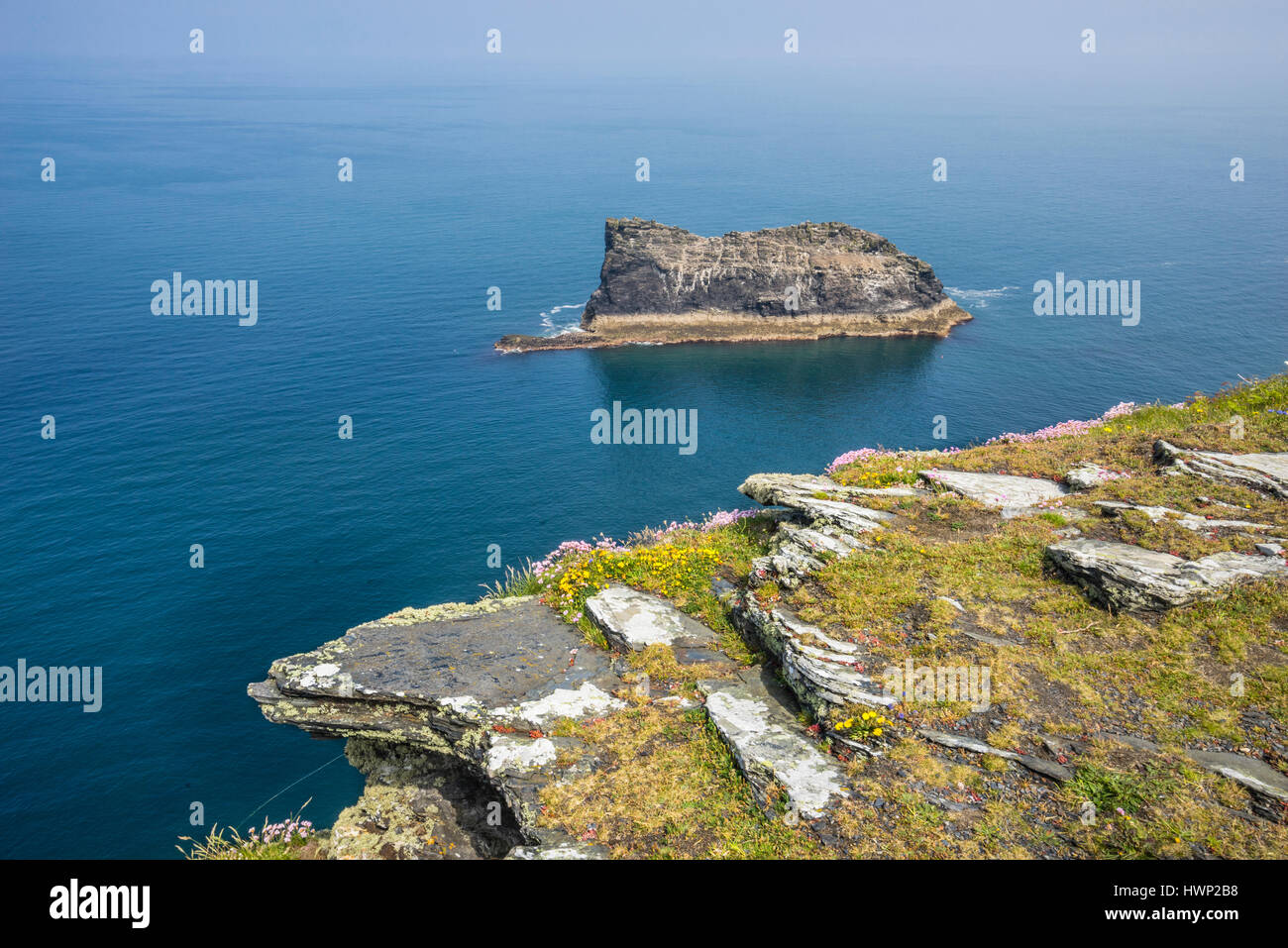 United Kingdom, South West England, Conwall, Meachard Rock at Boscastle Harbour Stock Photo