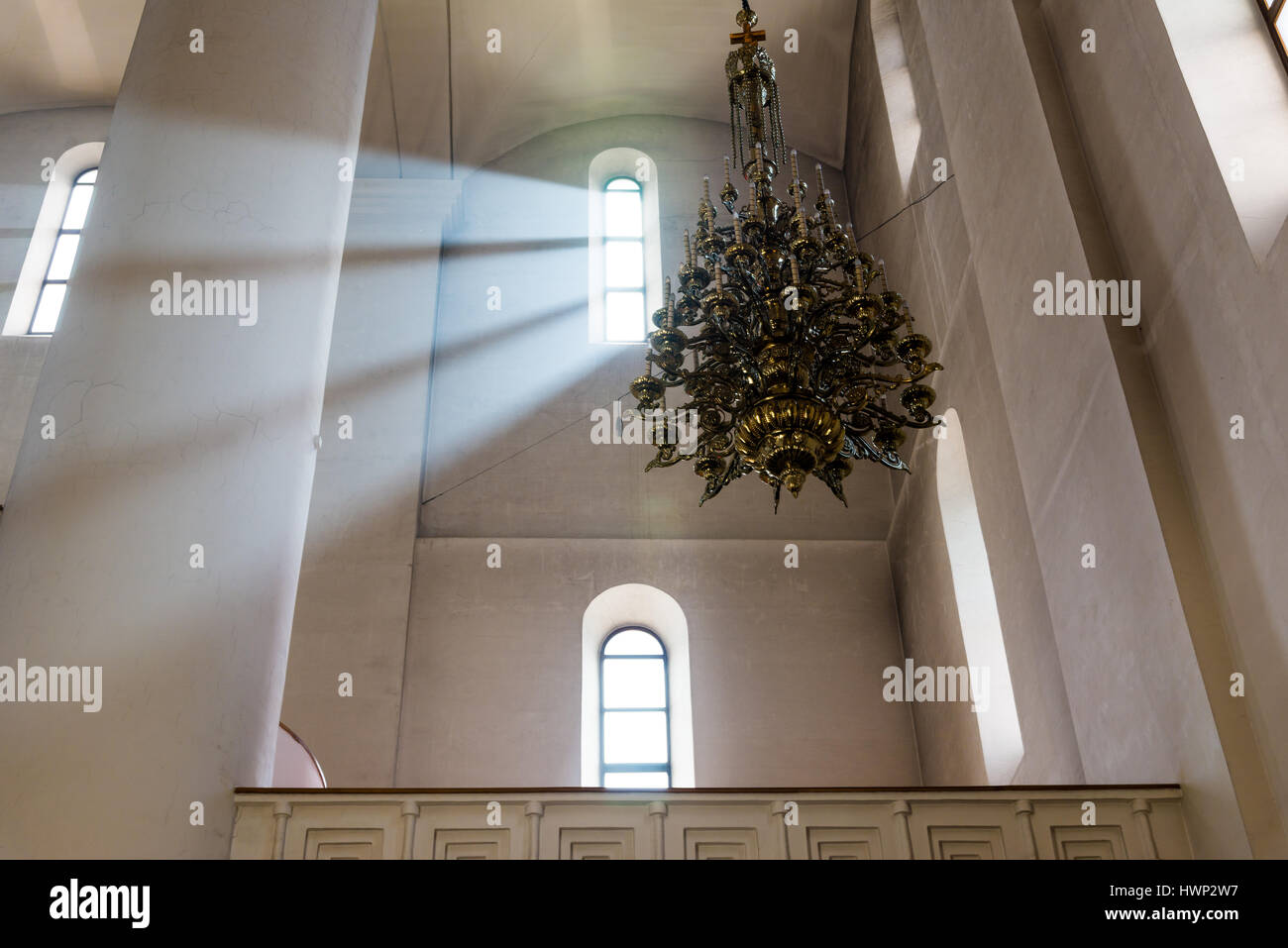 Beam of light in the orthodox Church. Stock Photo