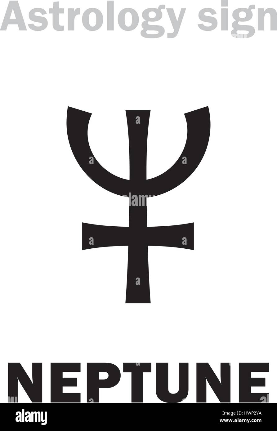 Astrology Alphabet NEPTUNE, higher global Hieroglyphics character sign (single symbol