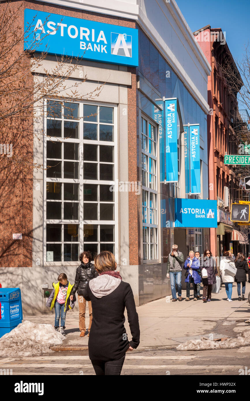 A branch of Astoria Bank in the Park Slope neighborhood of Brooklyn in New York on Sunday, March 19, 2017.  Sterling Bancorp recently announced that it will buy Astoria Financial Corp. in a deal worth $2.2 billion. (© Richard B. Levine) Stock Photo