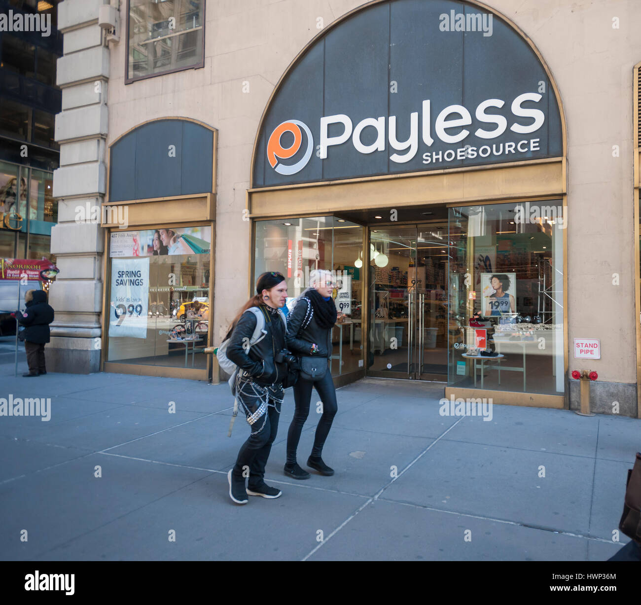 A soon to be closed Payless ShoeSource store in New York on Wednesday, March 22, 2017. Payless plans to shutter between 400 and 500 stores and is reported to be ready to seek bankruptcy protection next week. (© Richard B. Levine) Stock Photo