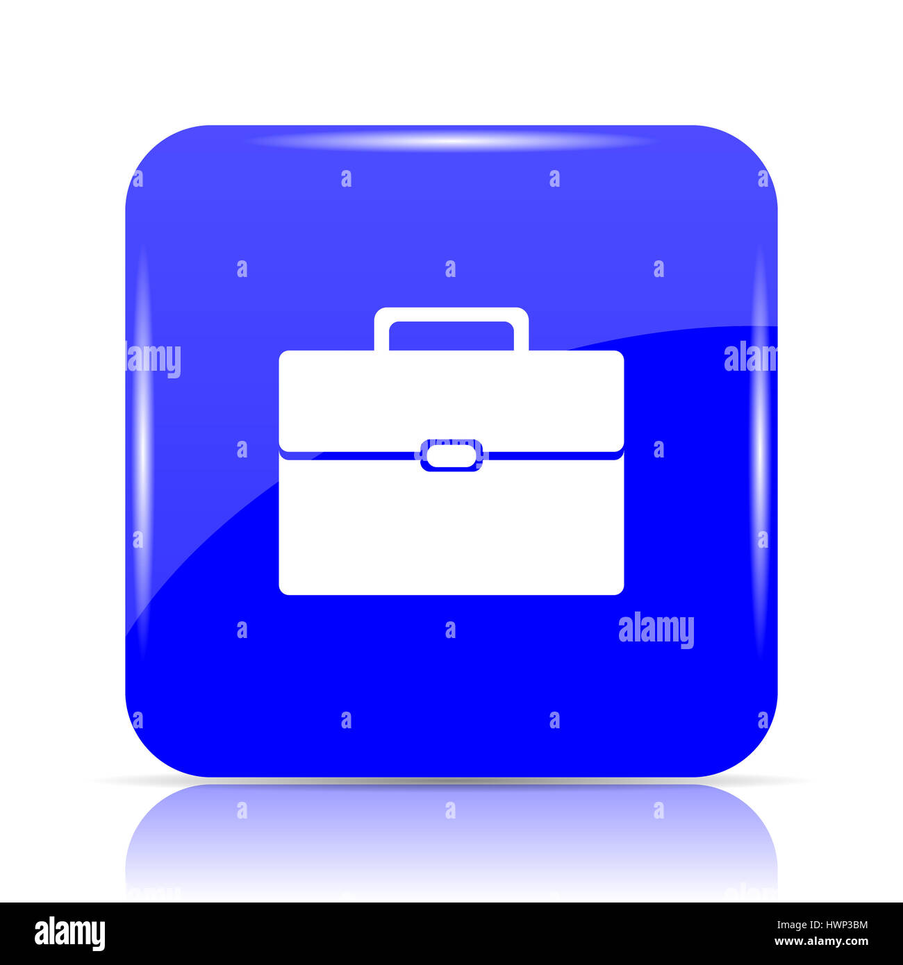 Briefcase icon, blue website button on white background Stock Photo - Alamy