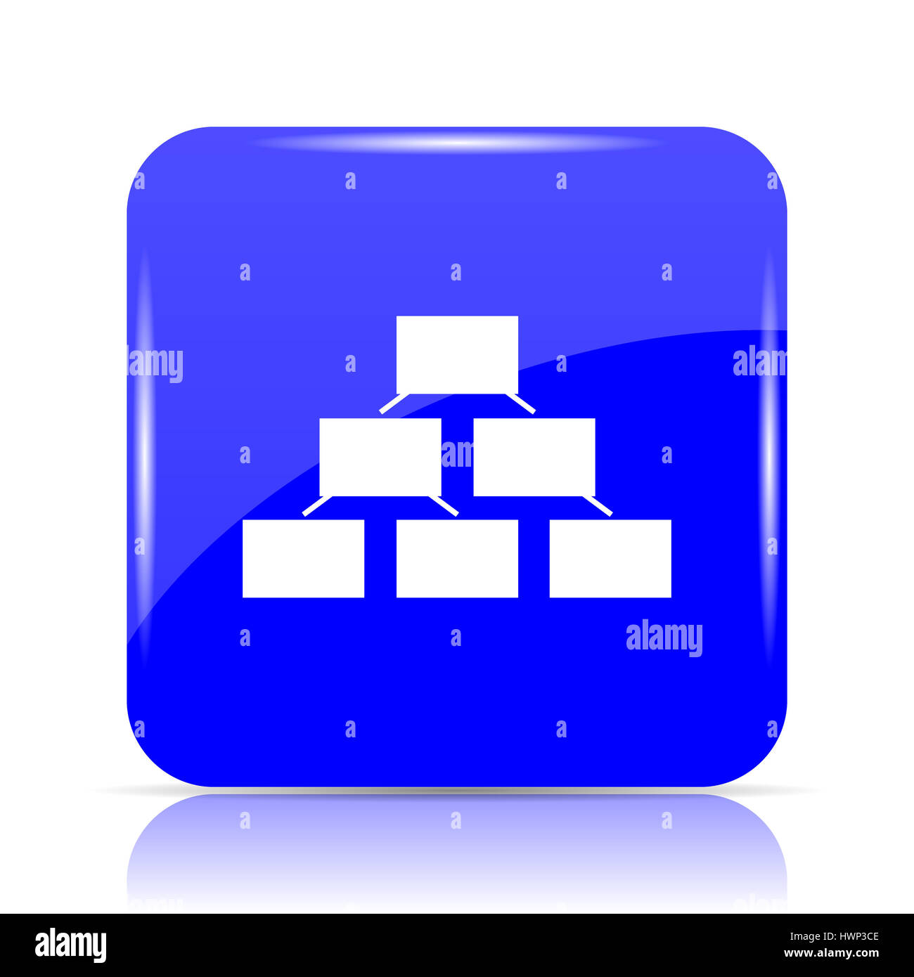 Organizational chart icon, blue website button on white background ...