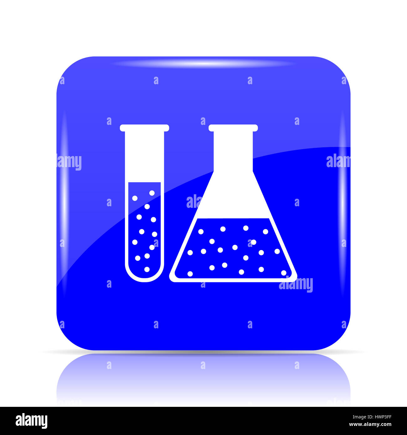 Chemistry set icon, blue website button on white background. Stock Photo