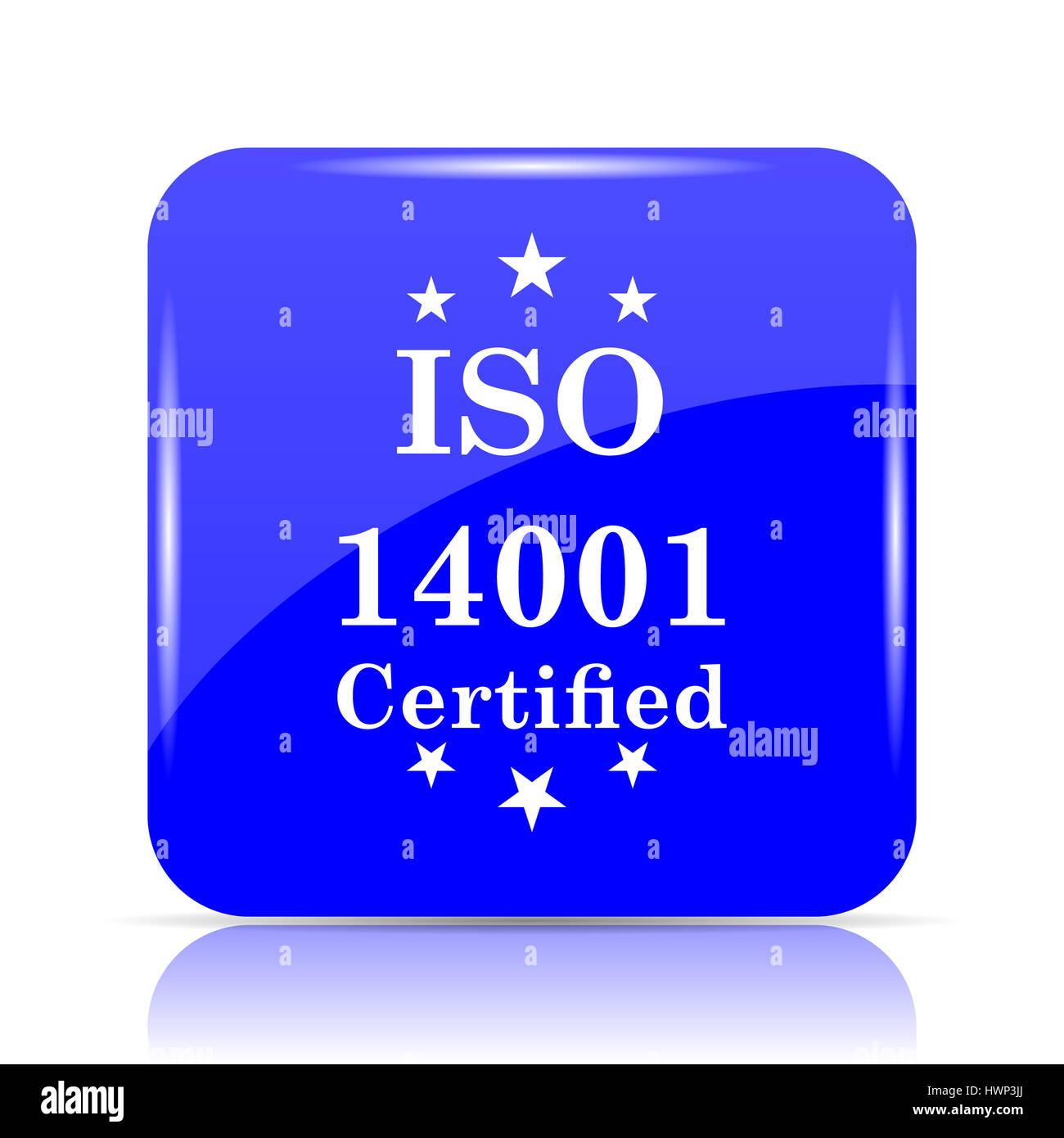 ISO14001 icon, blue website button on white background Stock Photo - Alamy