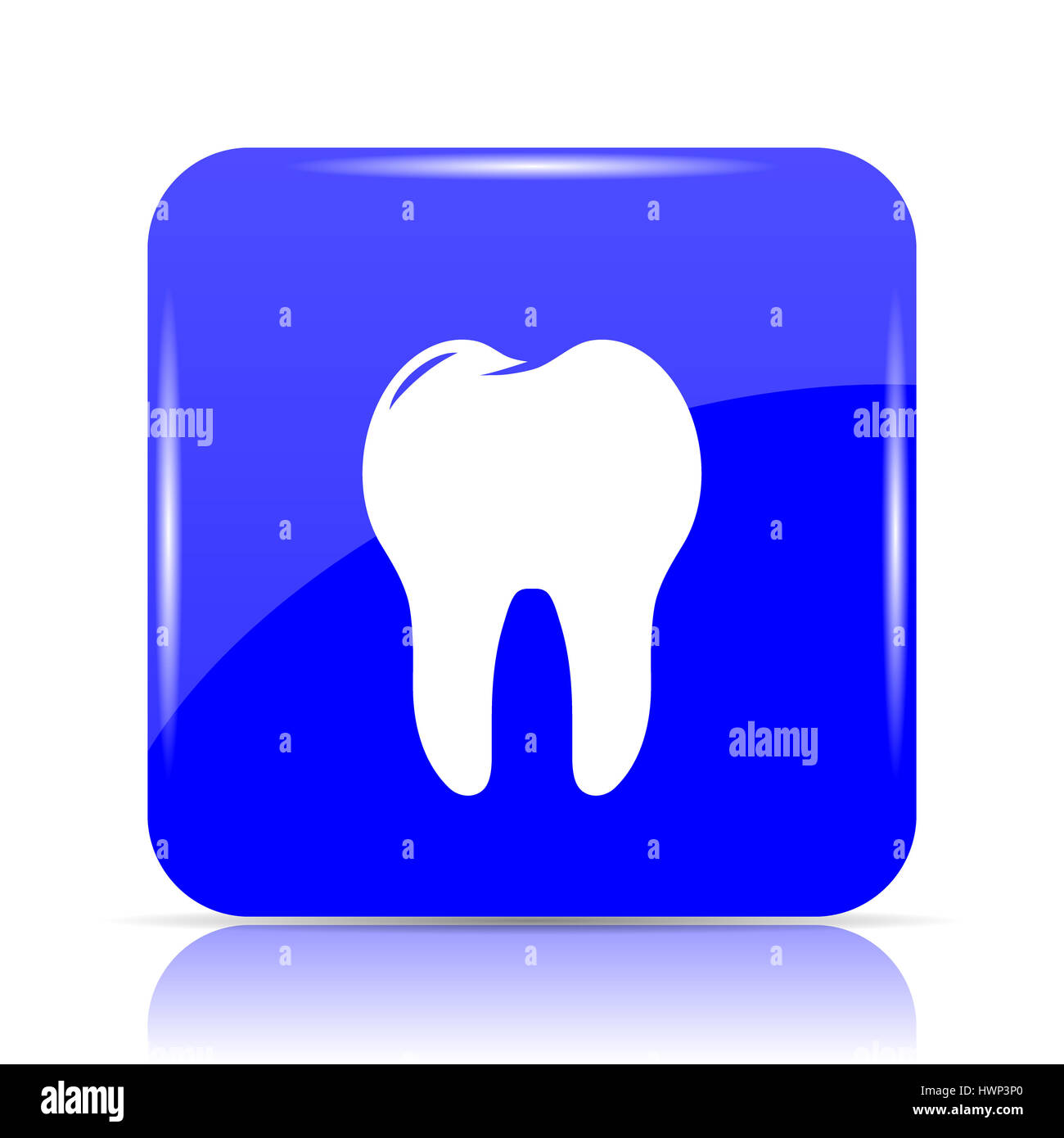 Tooth icon, blue website button on white background Stock Photo - Alamy