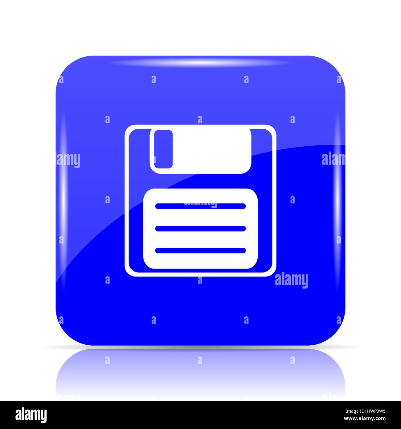 Save icon, blue website button on white background Stock Photo Alamy