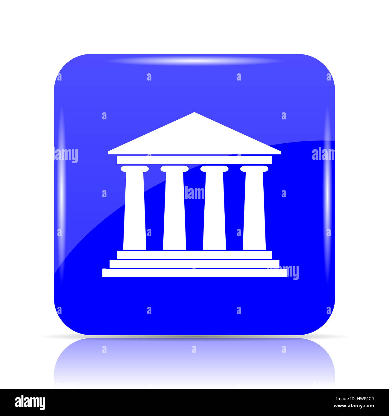 Building icon, blue website button on white background Stock Photo - Alamy