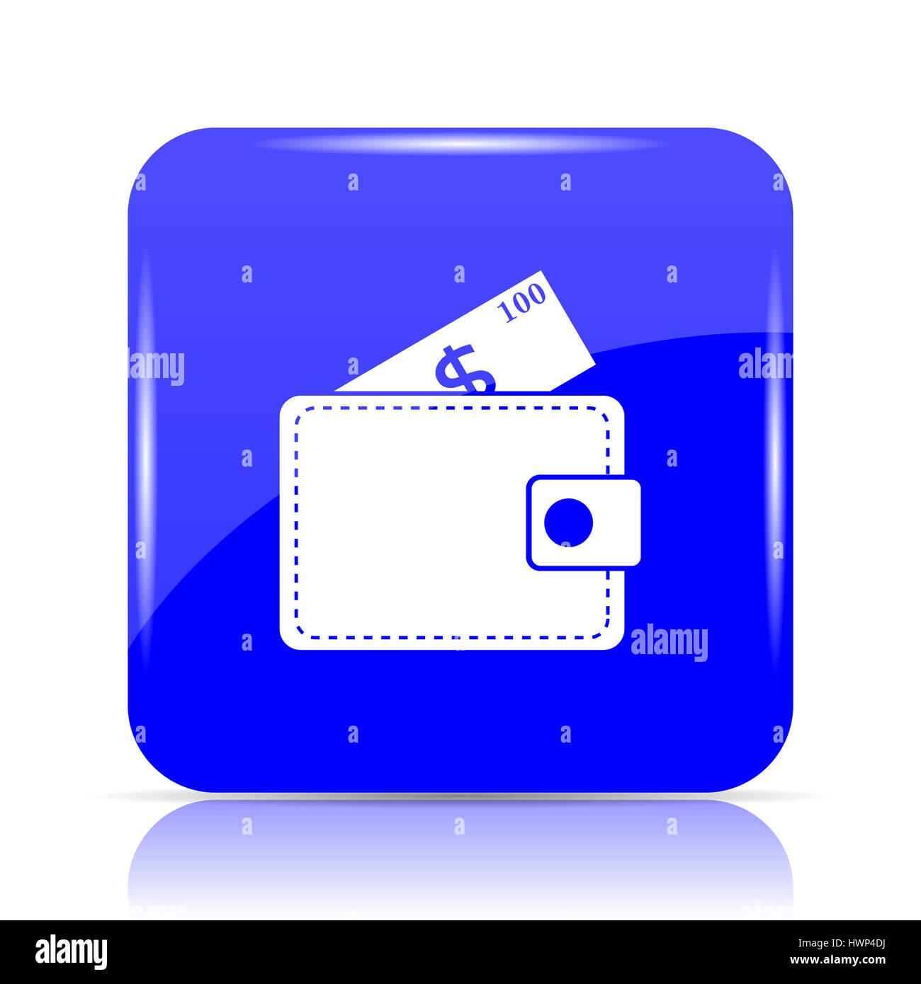 Wallet icon, blue website button on white background Stock Photo - Alamy