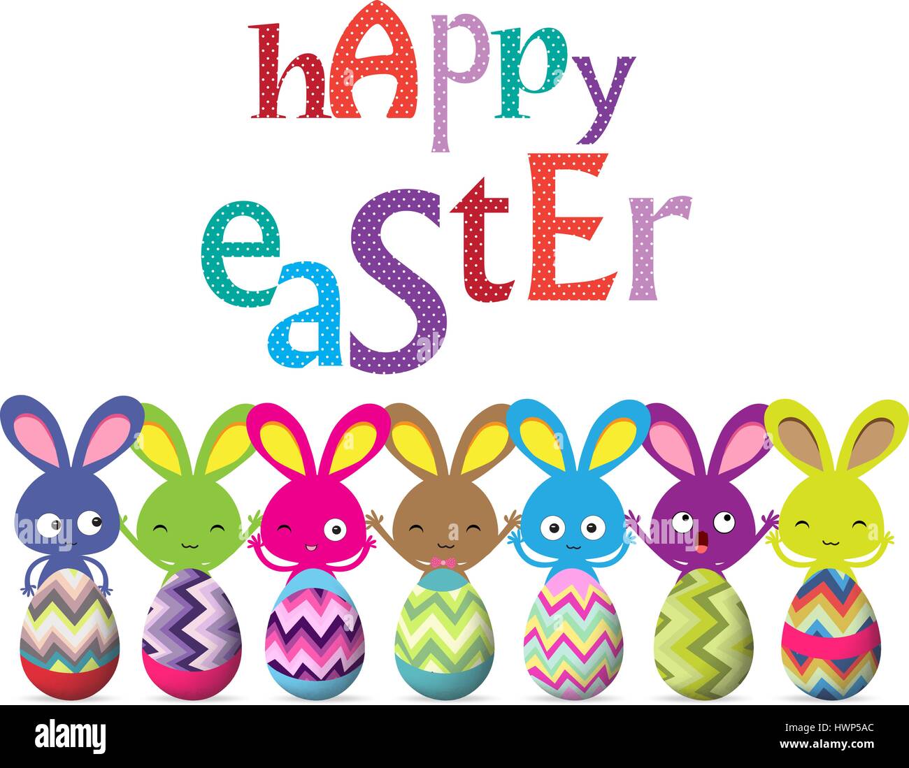 easter eggs and bunny colorful greeting card Stock Vector Image & Art ...