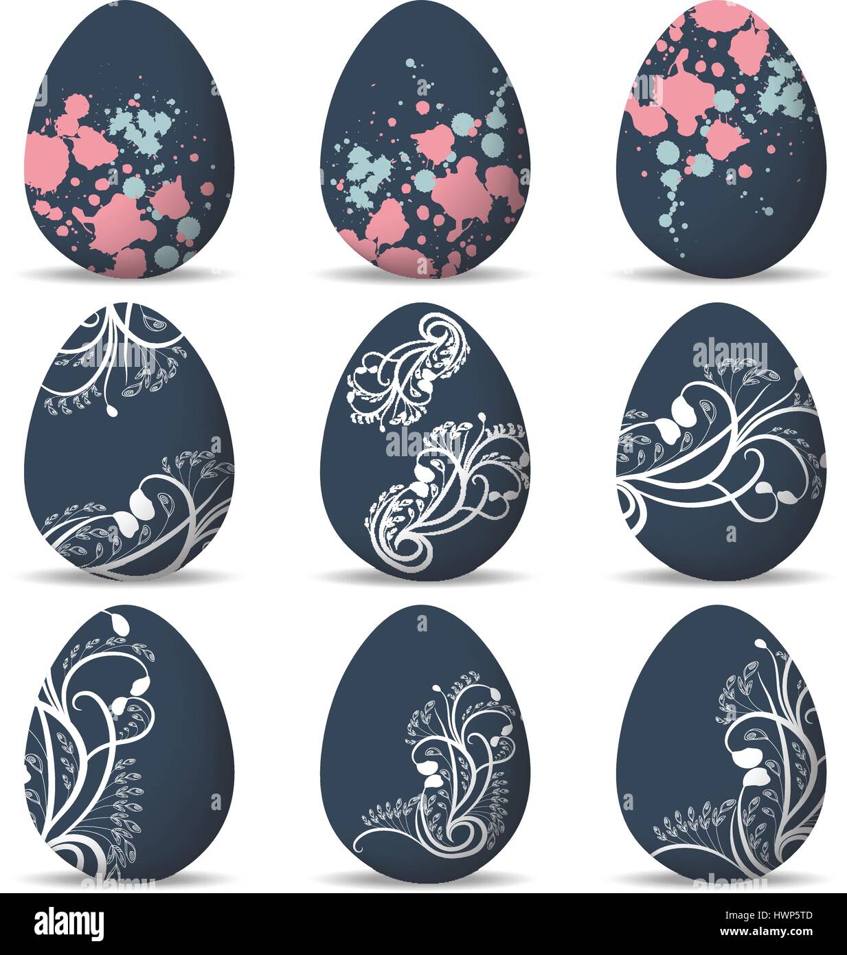 Set Easter eggs and happy easter Stock Vector Image & Art - Alamy