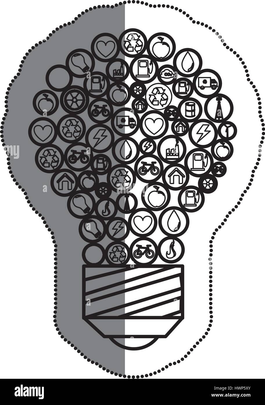 bulb light with ecology symbol vector illustration design Stock Vector ...