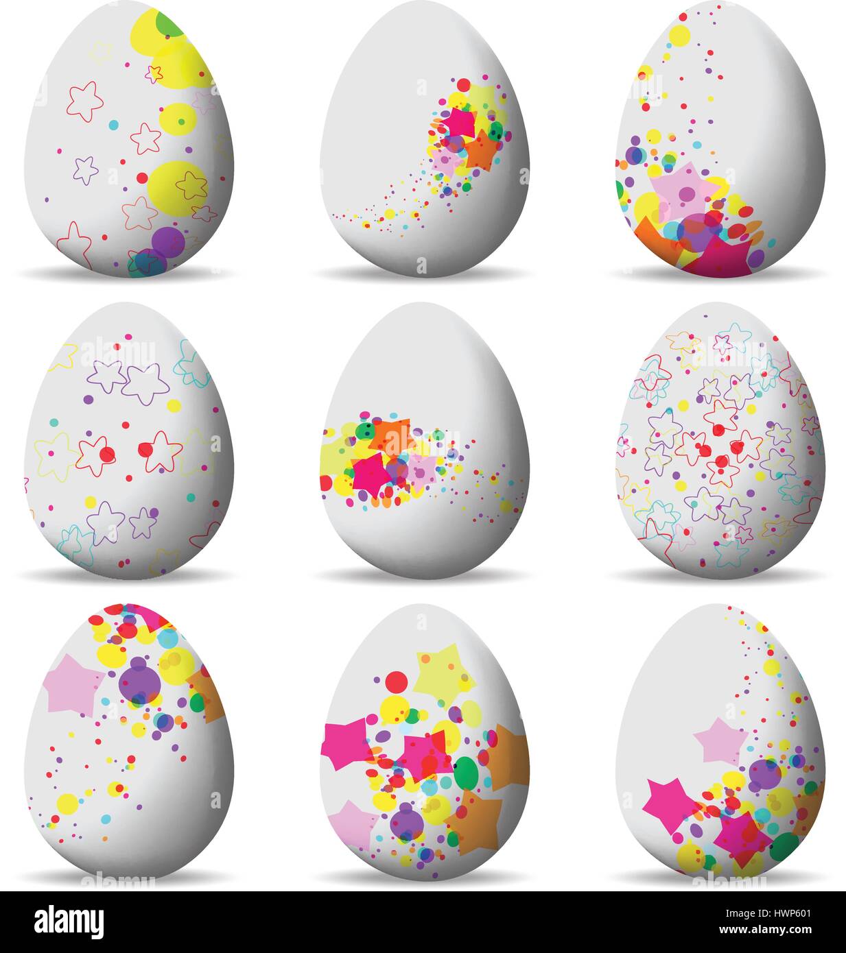 Set colorful Easter eggs and happy easter Stock Vector Image & Art - Alamy