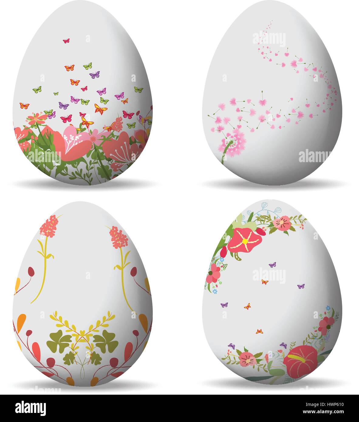 Set Easter eggs and happy easter Stock Vector Image & Art - Alamy