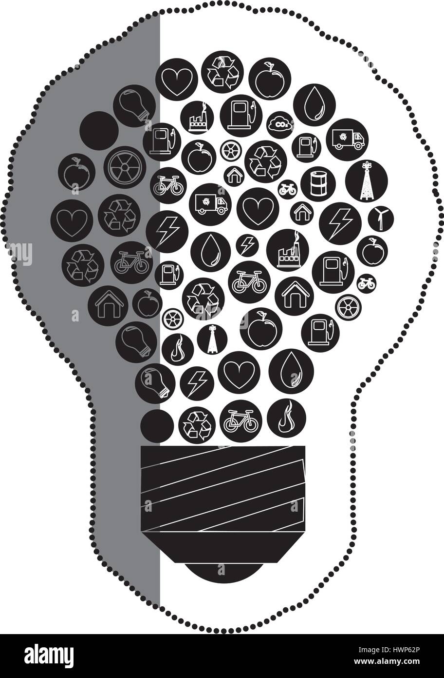 bulb light with ecology symbol vector illustration design Stock Vector ...