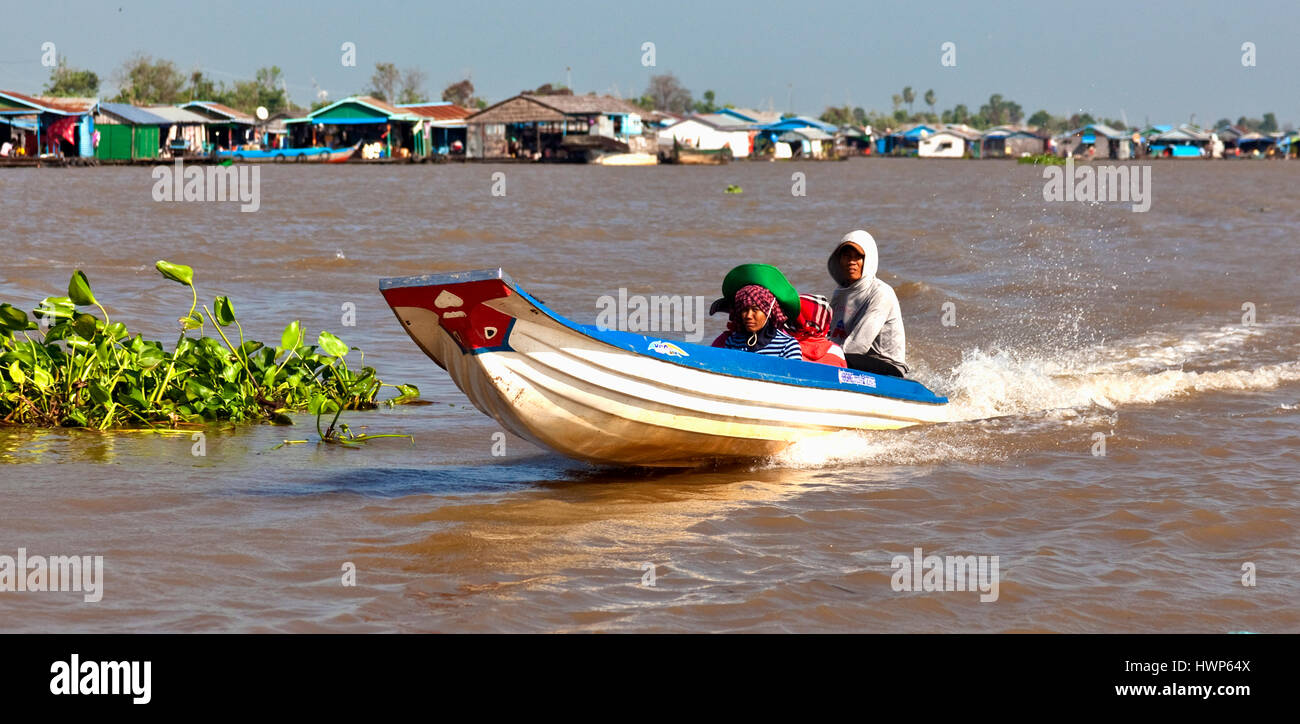 No one travels slowly on the river at  Kampong Chhnang Stock Photo