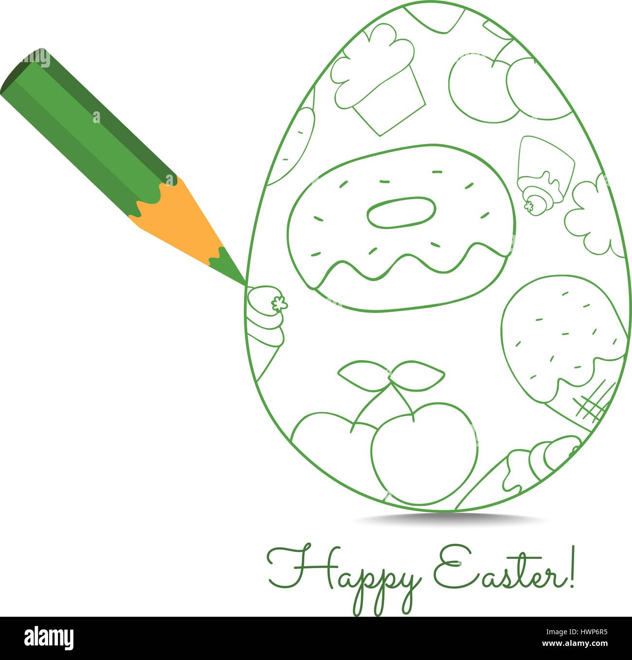 Happy easter. pencil drawing egg so cute Stock Vector Image & Art Alamy