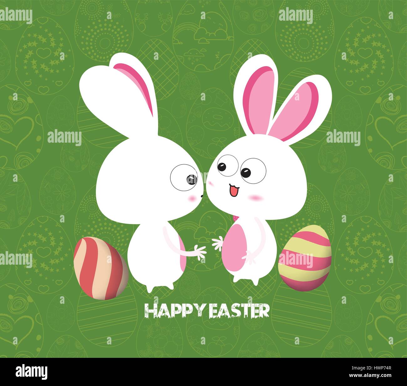 Easter card background with colored eggs and bunny Stock Vector Image ...