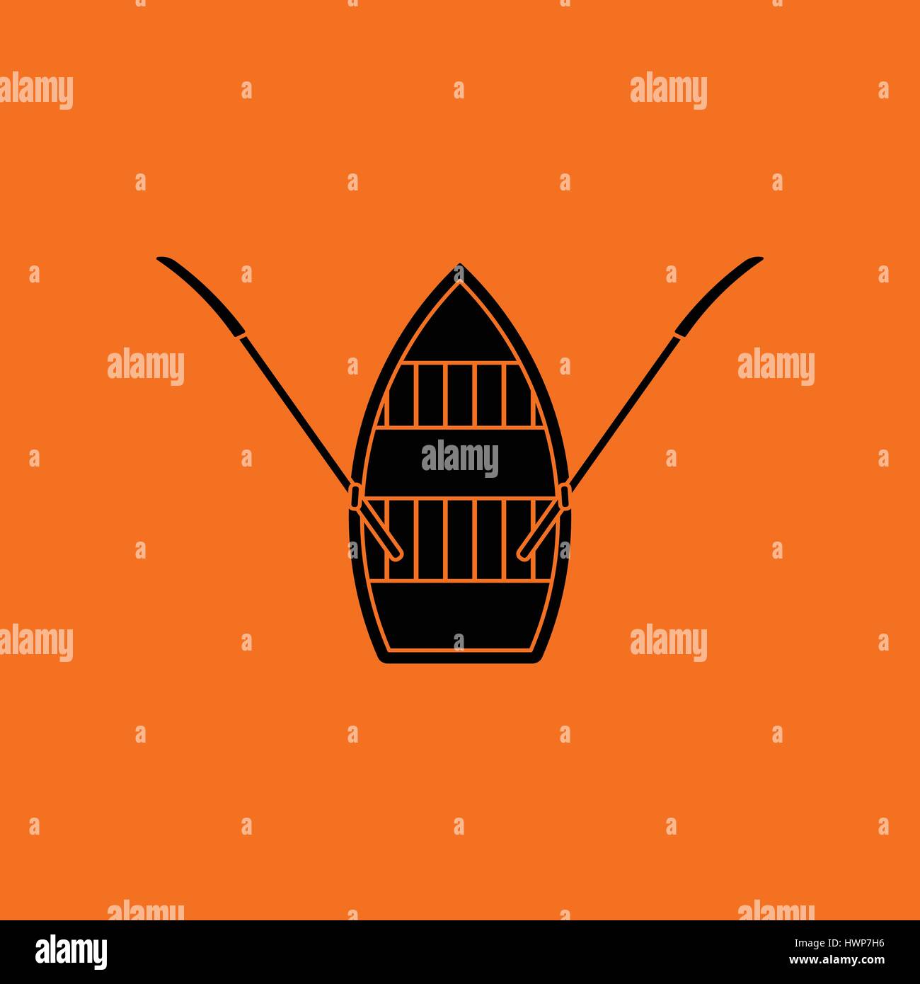 Paddle boat icon. Orange background with black. Vector illustration. Stock Vector