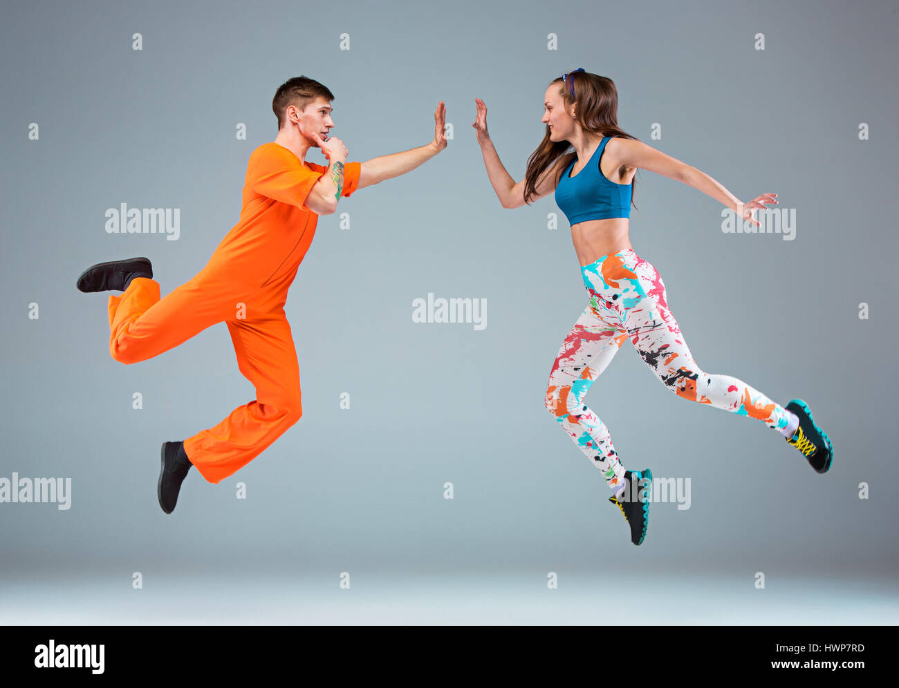 The man, woman dancing hip hop choreography Stock Photo Alamy