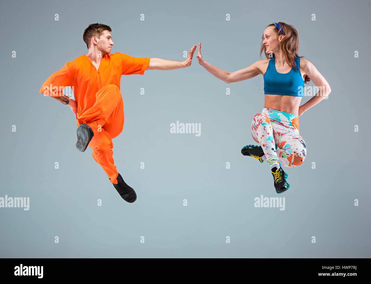 The man, woman dancing hip hop choreography Stock Photo Alamy
