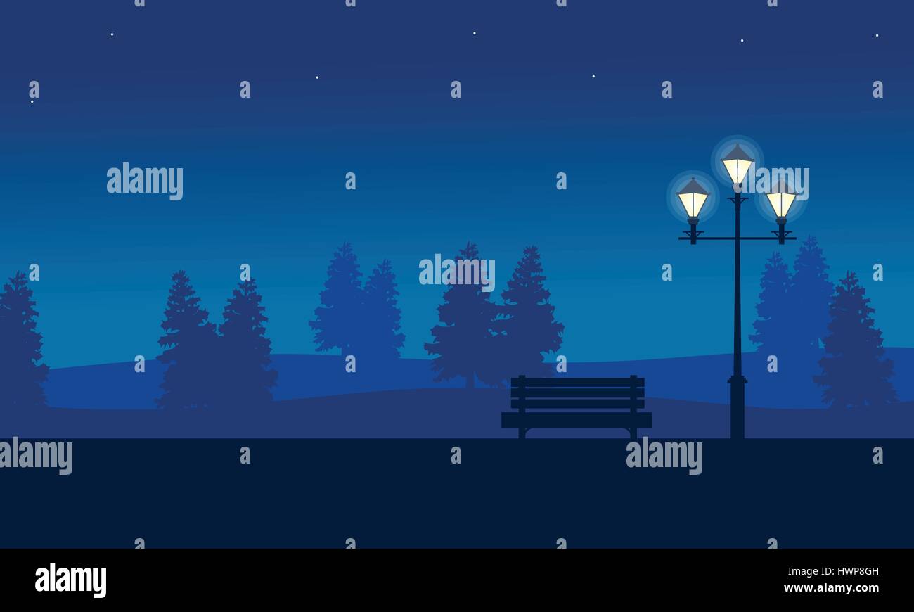 At night garden scenery with street lamp Stock Vector Image & Art - Alamy