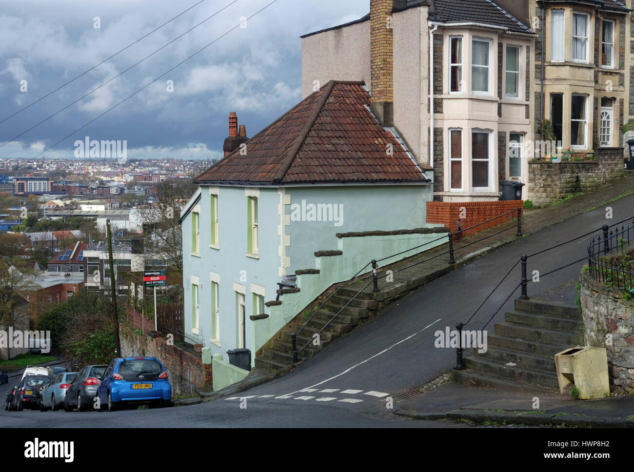 Vale Street Totterdown Bristol England UK One of the steepest streets in the country. Stock Photo