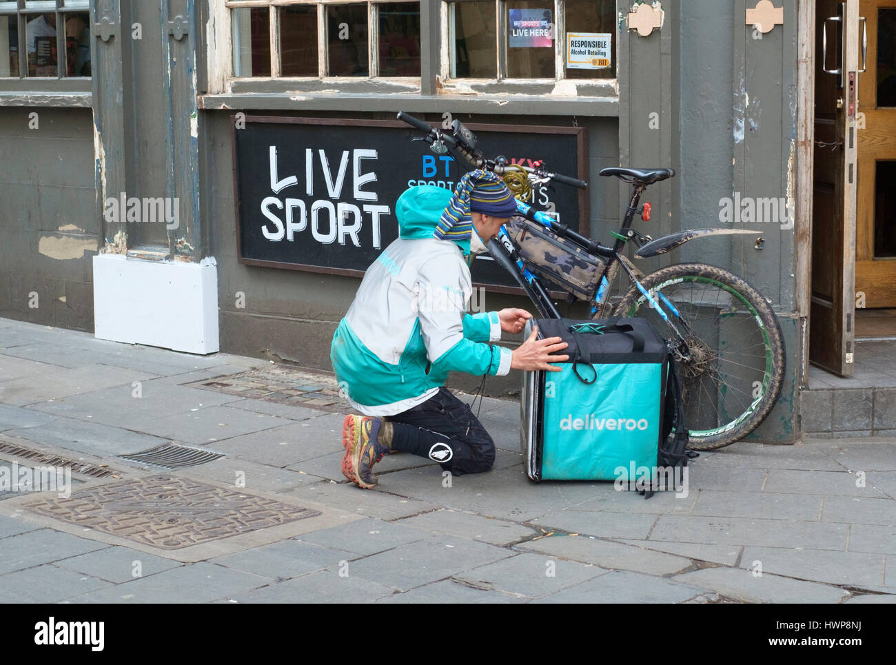 Deliveroo Rider collection Stock Photo