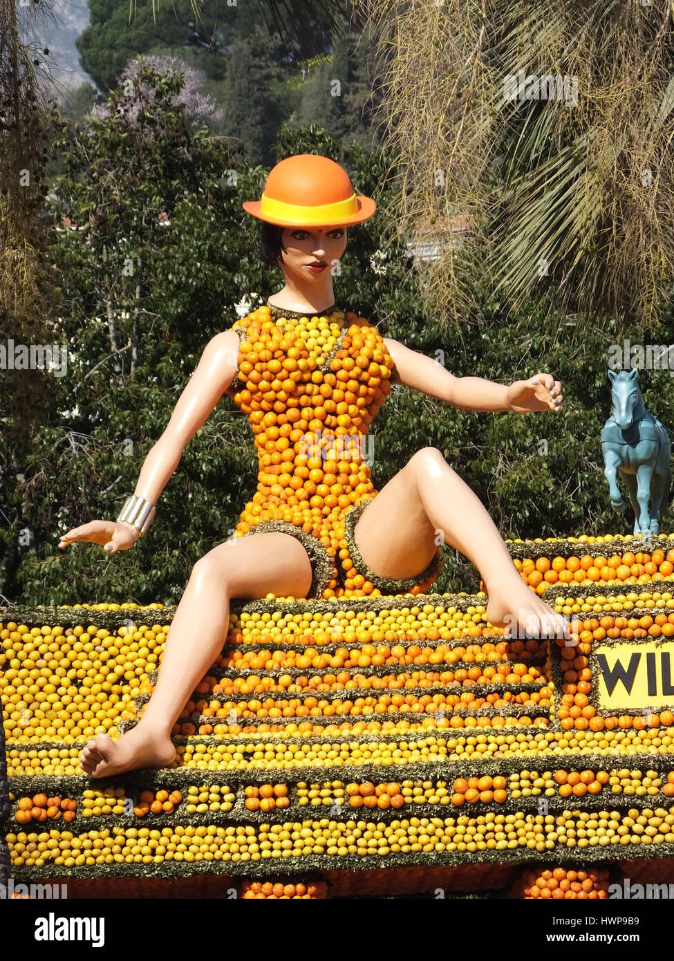 Lemon Festival or Fete du Citron Menton France displays in the Bioves